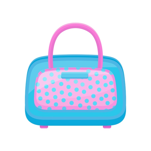 Bluepink handbag in polka dots Flat vector design of fashion women accessory for carry personal items