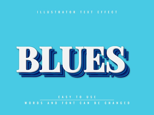 Blues - illustrator editable text effect template design