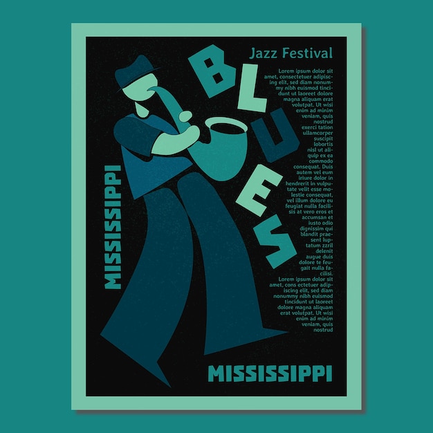 Vector blues jazz festival retro poster wall poster and shirt design