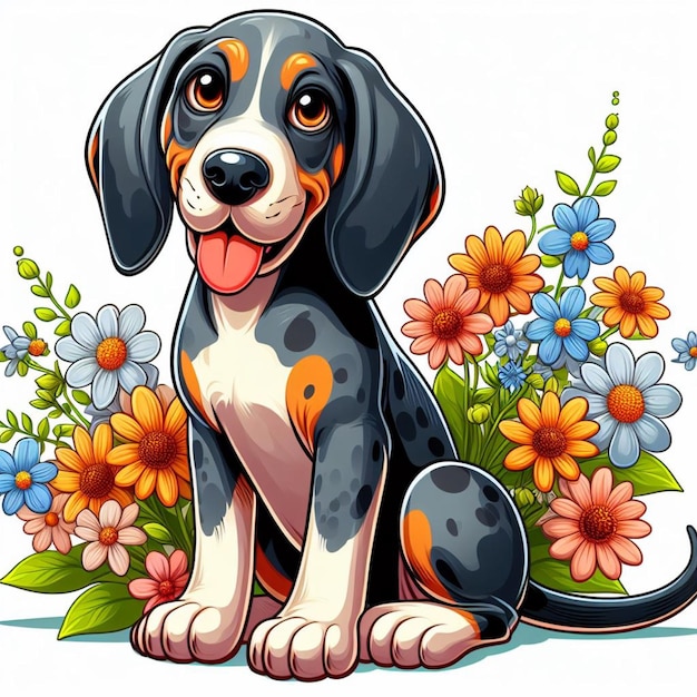 Bluetick Coonhound dog Vector Cartoon illustration