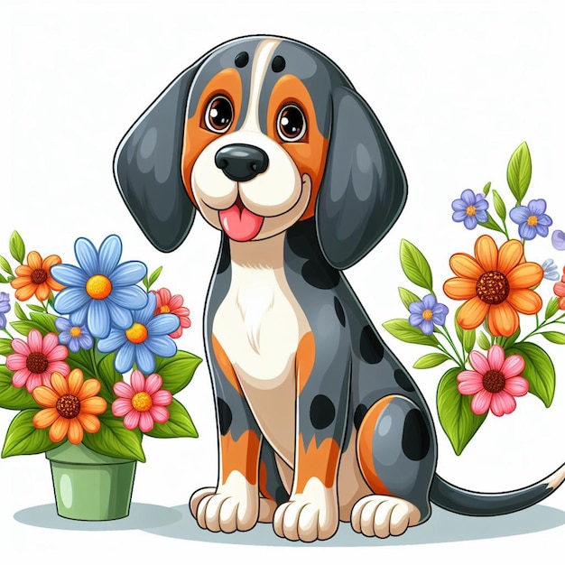 Bluetick Coonhound dog Vector Cartoon illustration