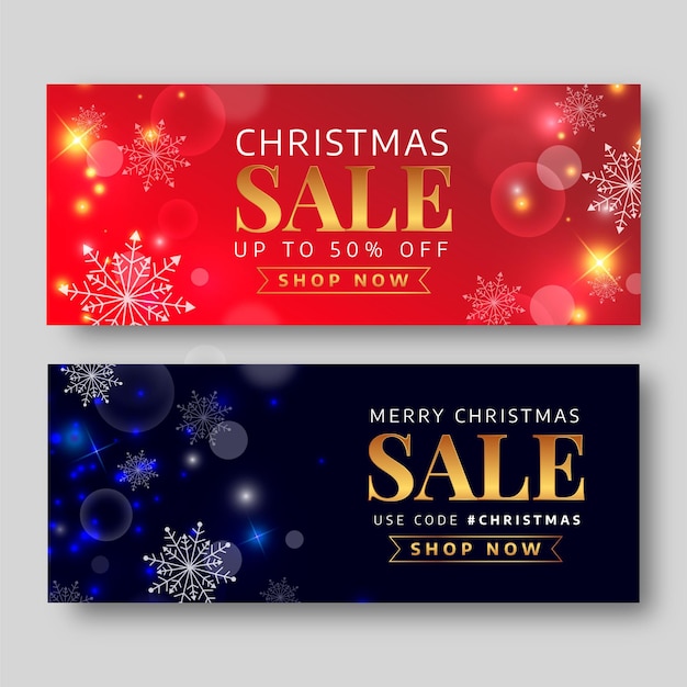 Blurred christmas sale banners