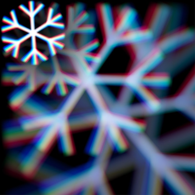 Blurred christmas snowflake sign with aberrations