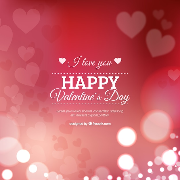 Blurred valentine's day background with hearts