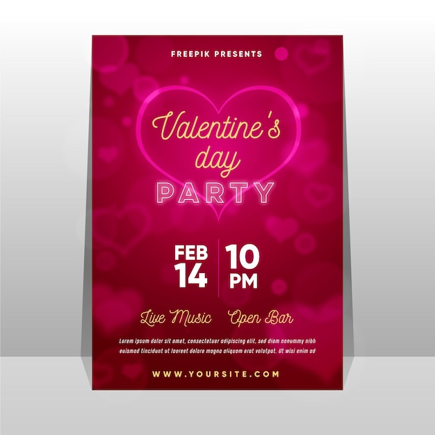 Blurred valentine's day party poster template