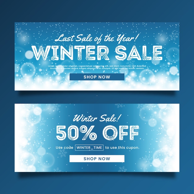 Blurred winter sale banners template