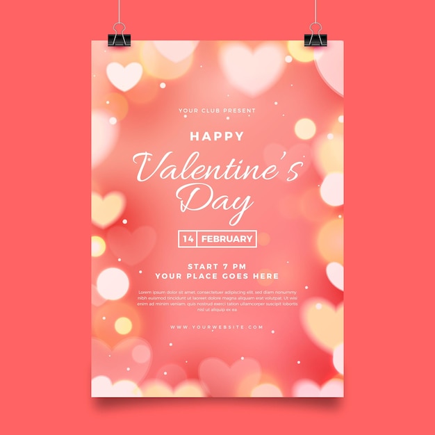 Blurry valentine's day party poster template