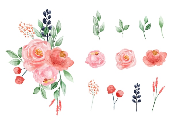 blush pink floral watercolor