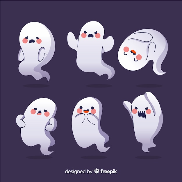 Blushing cartoon ghosts halloween collection