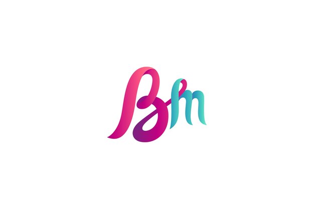 Vector bm initial letter logo with gradient color