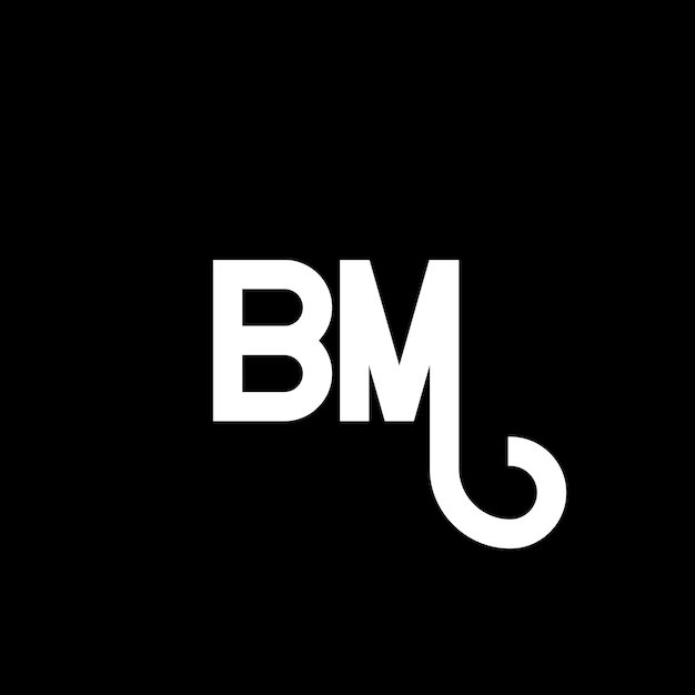 Vector bm letter logo design on black background bm creative initials letter logo concept bm letter design bm white letter design on black background b m b m logo