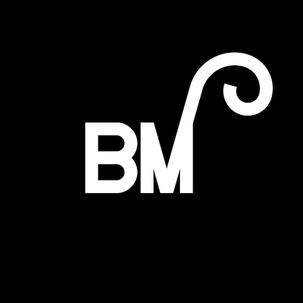 Vector bm letter logo design on black background bm creative initials letter logo concept bm letter design bm white letter design on black background b m b m logo