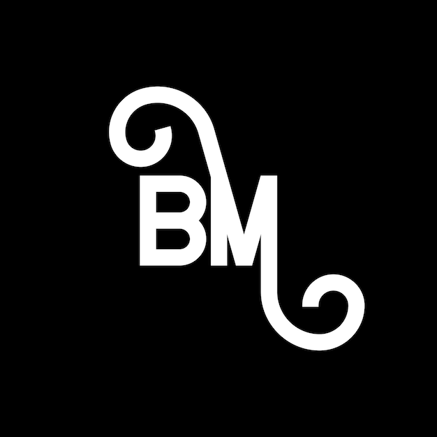 Vector bm letter logo design on black background bm creative initials letter logo concept bm letter design bm white letter design on black background b m b m logo