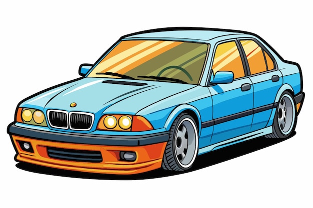 Vector bmw 3 series car withe white background vector illustration cartoon