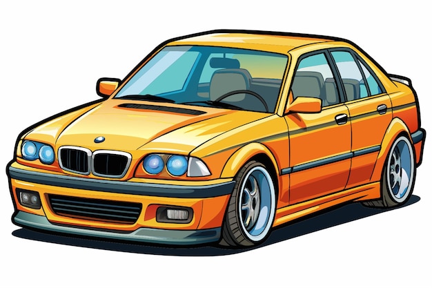 Vector bmw 3 series car withe white background vector illustration cartoon