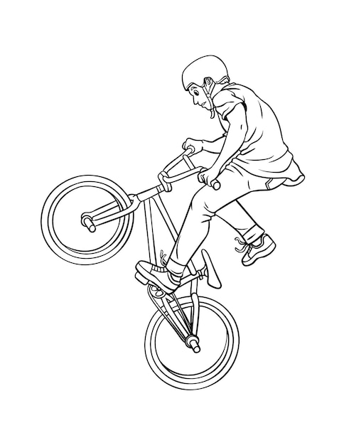 BMX Rider Isolated Coloring Page for Kids