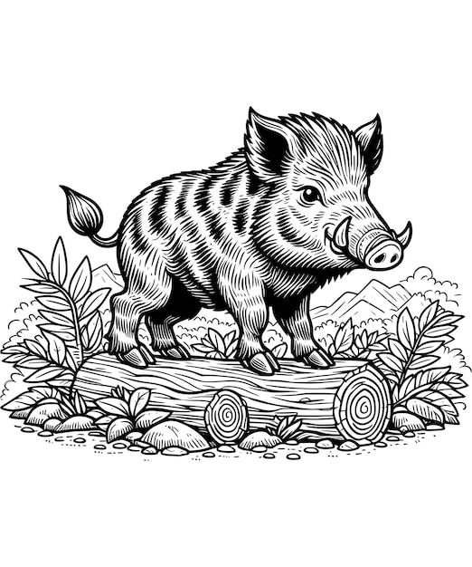 Boar coloring pages vector art and illustration