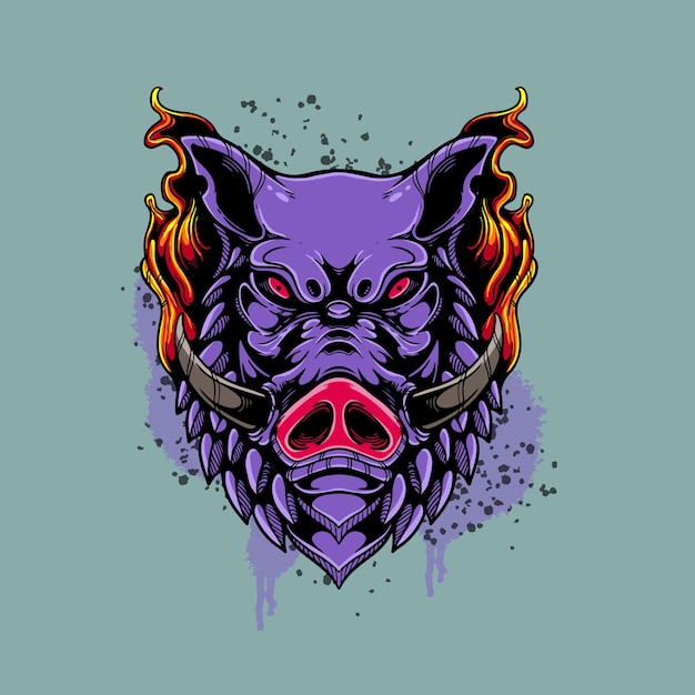 boar face sketchy artwork design illustration