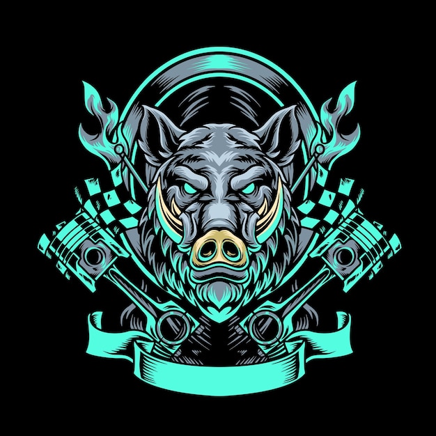 Boar Motorider Mascot