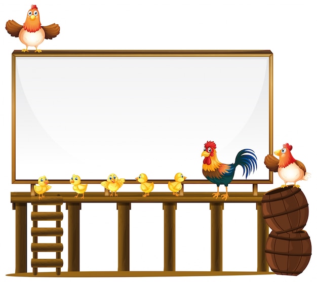 Board template with chickens and barrels