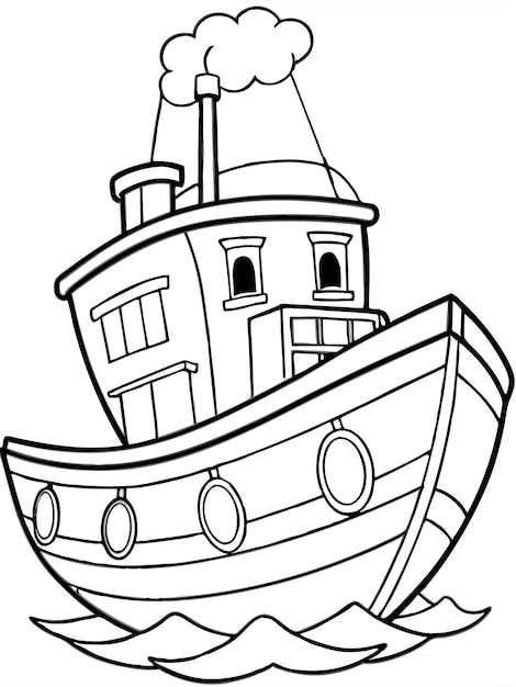 Vector boat coloring book pages fun and detailed boat designs for kids and adults