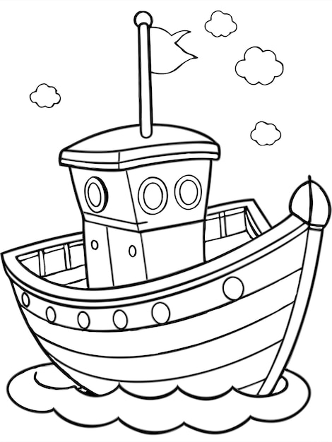 Vector boat coloring book pages fun and detailed boat designs for kids and adults