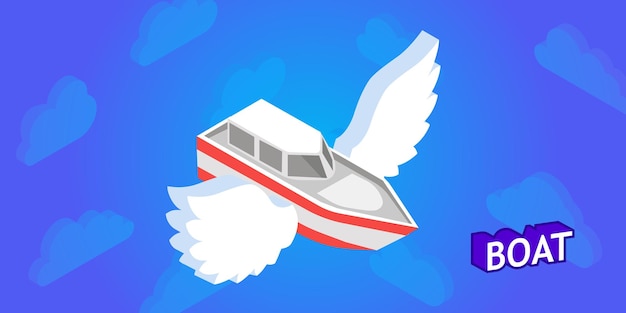 Boat isometric design icon Vector web illustration 3d colorful concept