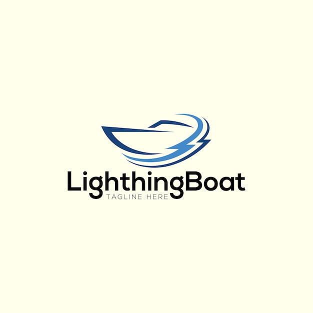 Boat and lighting logo design template with pictorial mark style