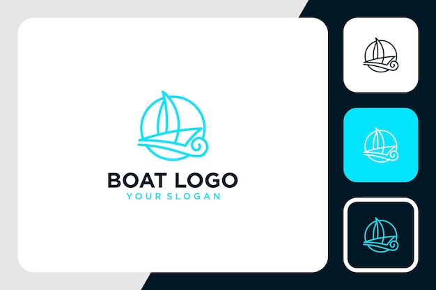 boat logo design with line art inspiration