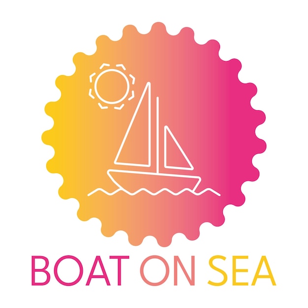 Boat on sea color icon logo style