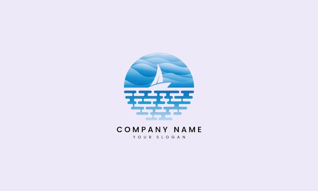 Boat simple on the sea for beach vacation resort logo water