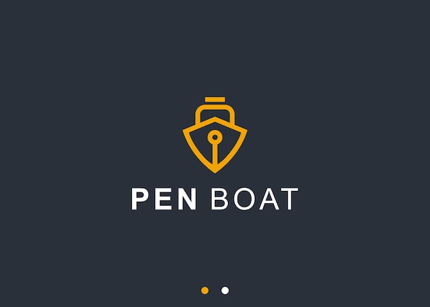 boat with pen logo design vector silhouette illustration