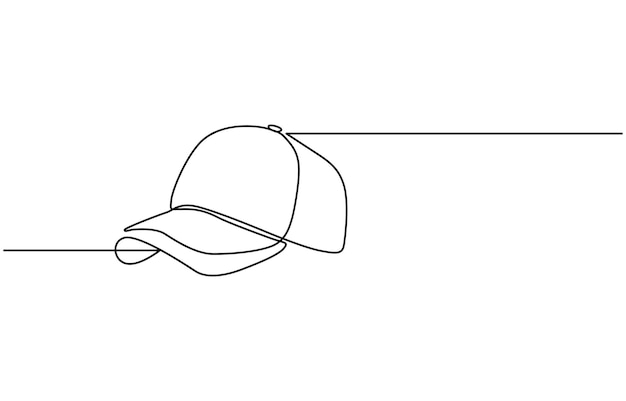 Vector boater hat continuous line icon sports cap drawn one line isolated on white background