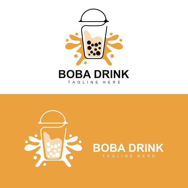 Boba Drink Logo Design Modern Jelly Drink Bubble Vector Boba Drink Brand Glass Illustration Design Suitable For Cafes Beverage Brands