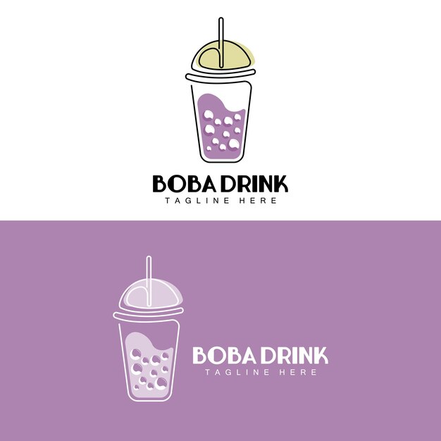 Boba Drink Logo Design Modern Jelly Drink Bubble Vector Boba Drink Brand Glass Illustration Design Suitable For Cafes Beverage Brands