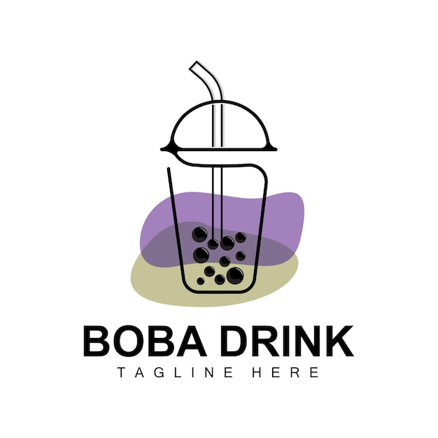 Boba Drink Logo Design Modern Jelly Drink Bubble Vector Boba Drink Brand Glass Illustration