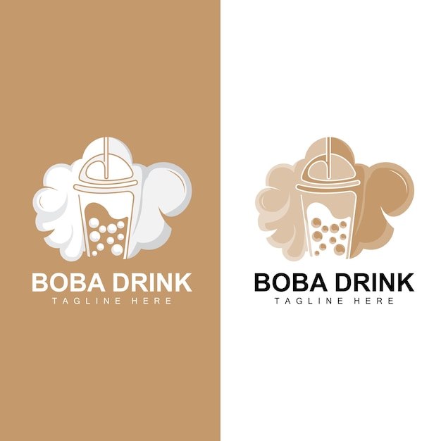 Boba Drink Logo Design Modern Jelly Drink Bubble Vector Boba Drink Brand Glass Illustration