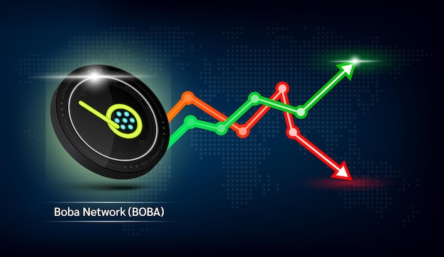 Boba Network coin Cryptocurrency token symbol with stock market investment trading graph green red