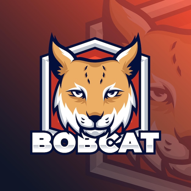 Bobcat mascot character logo template Premium Vector