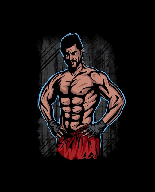 Body builder fitness gym muscular male illustration