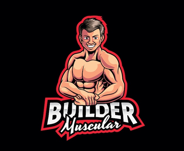 Body Builder Mascot Logo Design