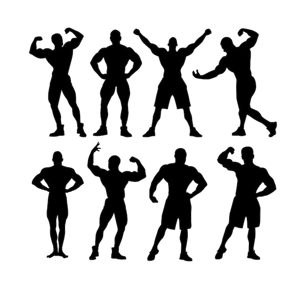 body builder silhouette fitness silhouette man