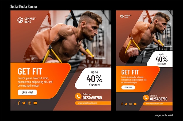 Body building social media banner template