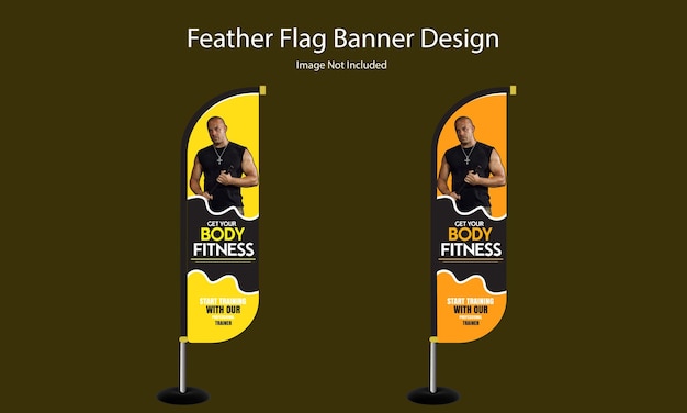 Vector body fitness center advertising flag design fully editable vector template