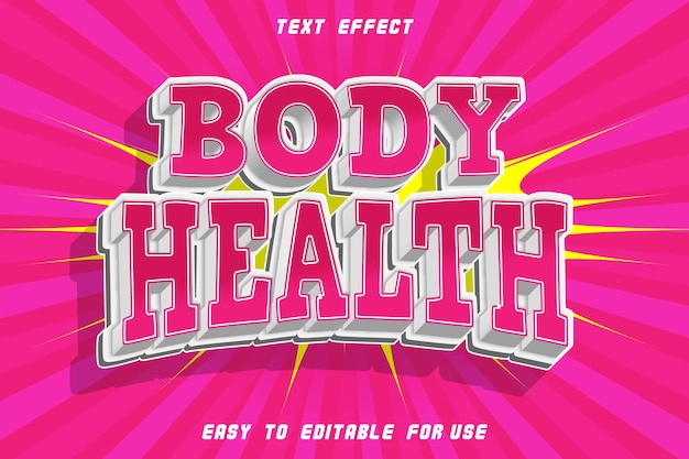 Body Health Editable Text Effect Emboss Comic Style