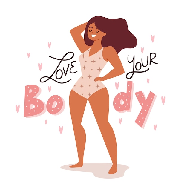 Body positive lettering with woman