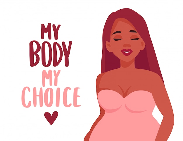 Body positive vector illustration. Happy overweight girl in flat style.