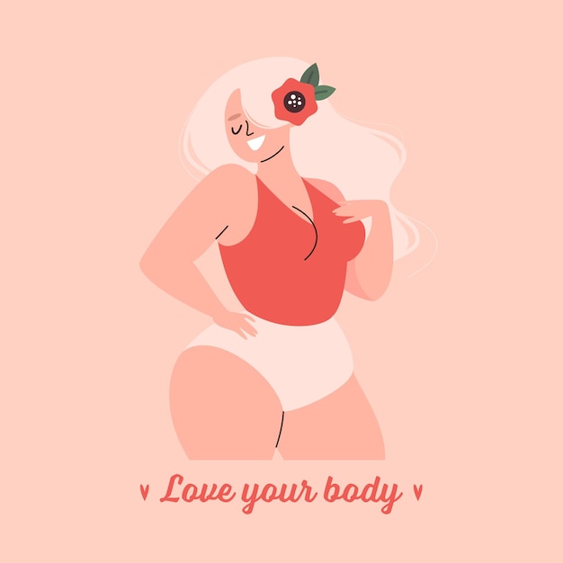 Body positivity illustration with woman