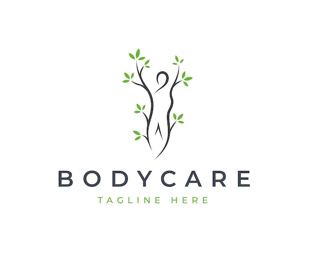 Body woman health logo design Line art style feminine vector illustrations