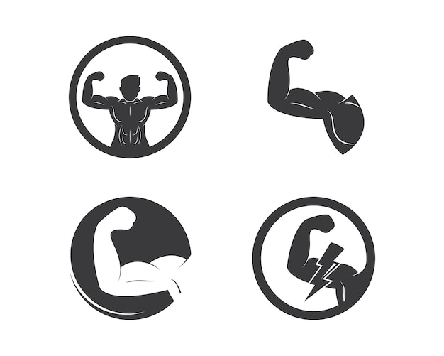 Bodybuilder fitness gym icon logo badge vector illustration